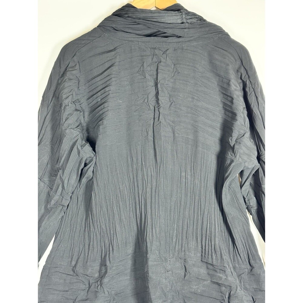 Babette SF Art To Wear Tunic Blouse Small Black Crinkle Scarf Top Minimalist - Picture 6 of 14